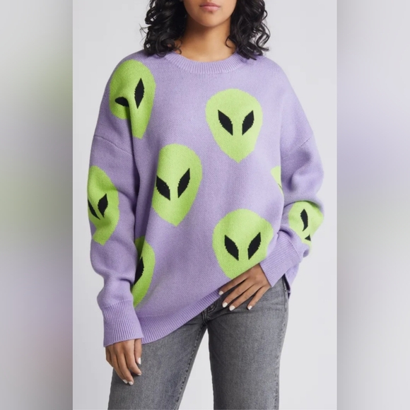 Dressed in LALA Sweaters - Dressed in LALA Alien Lavender Sweater Size L/XL